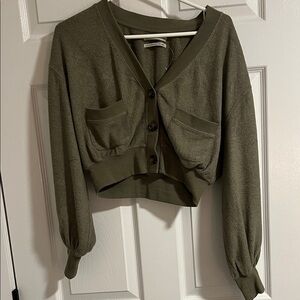 Urban Outfitters Olive Green Cropped Cardigan